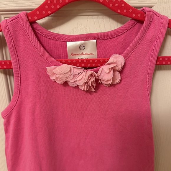 Hanna Anderson pink flower ruffle tiered dress size 5 - Picture 2 of 5